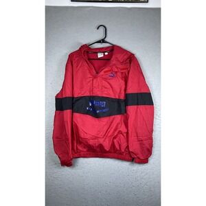 Puma Evo Jacket Mens Medium Red Hooded 1/4 Zip Windbreaker Pullover Colorblock